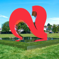 decoração de jardim ao ar livre metal craf grande dois corações vermelhos esculturas